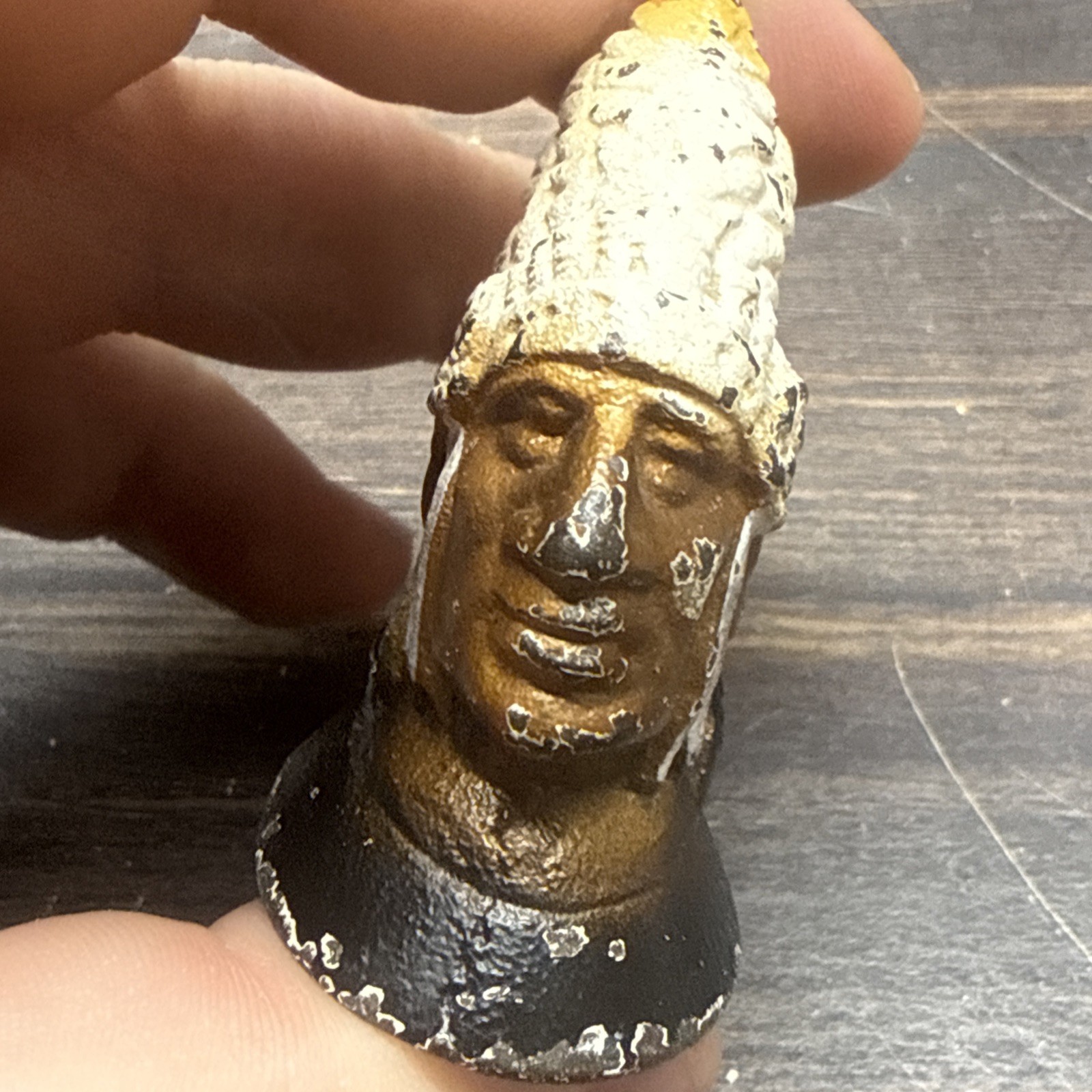 Cast Iron Hubley Native American Indian Chief paperweight pencil holder SIGNED?