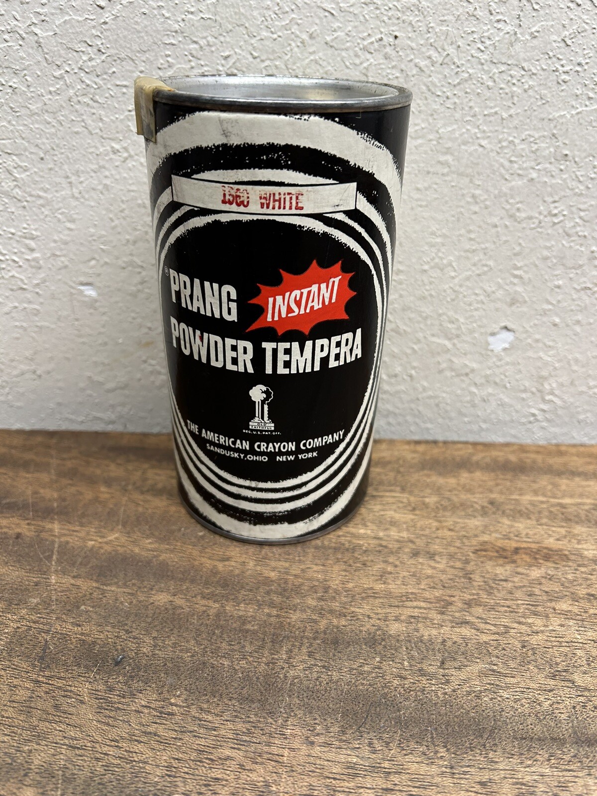 Vintage Prang Powder Tempera White 1560 paint metal Can~ Less than Half Full
