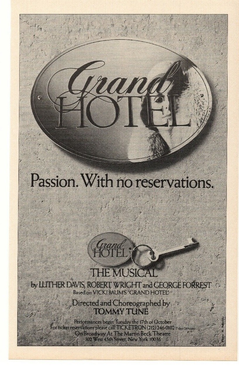 1989 Grand Hotel The Musical Advertisement