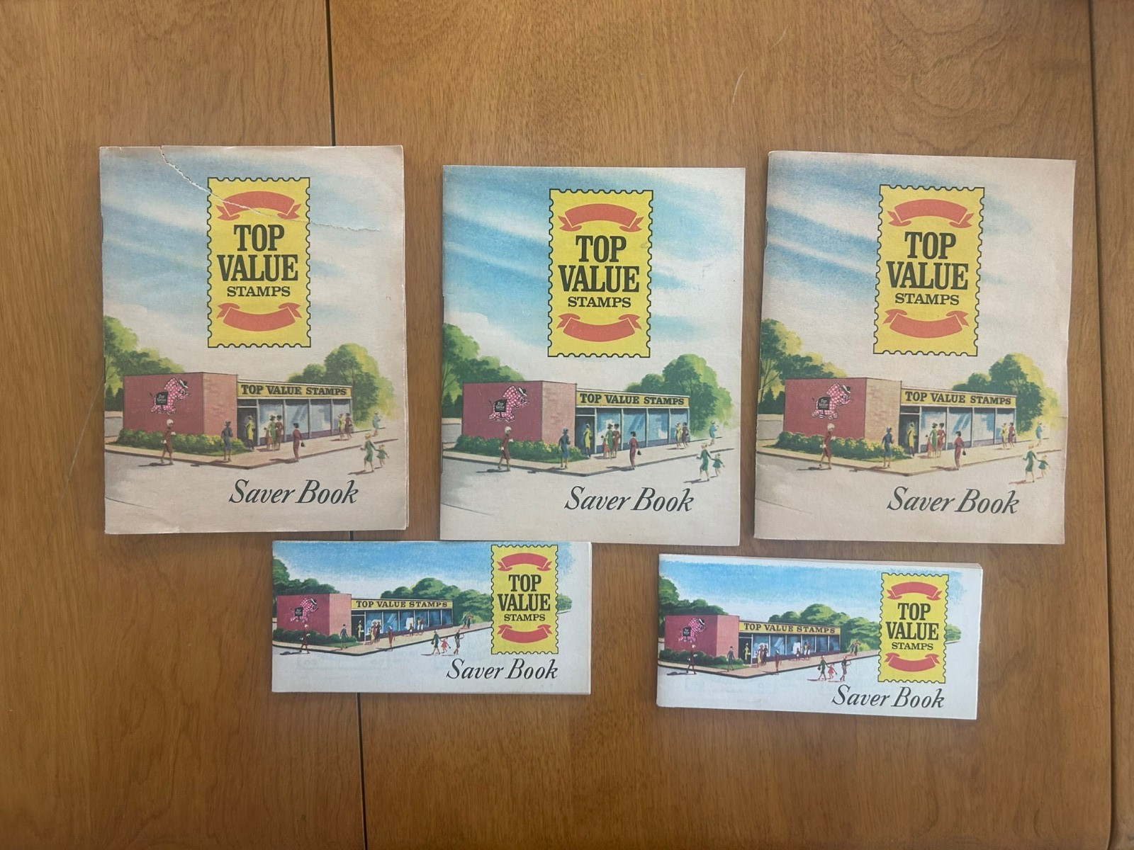 5 Vintage 1966 Top Value Stamps Saver Books – Empty & Filled