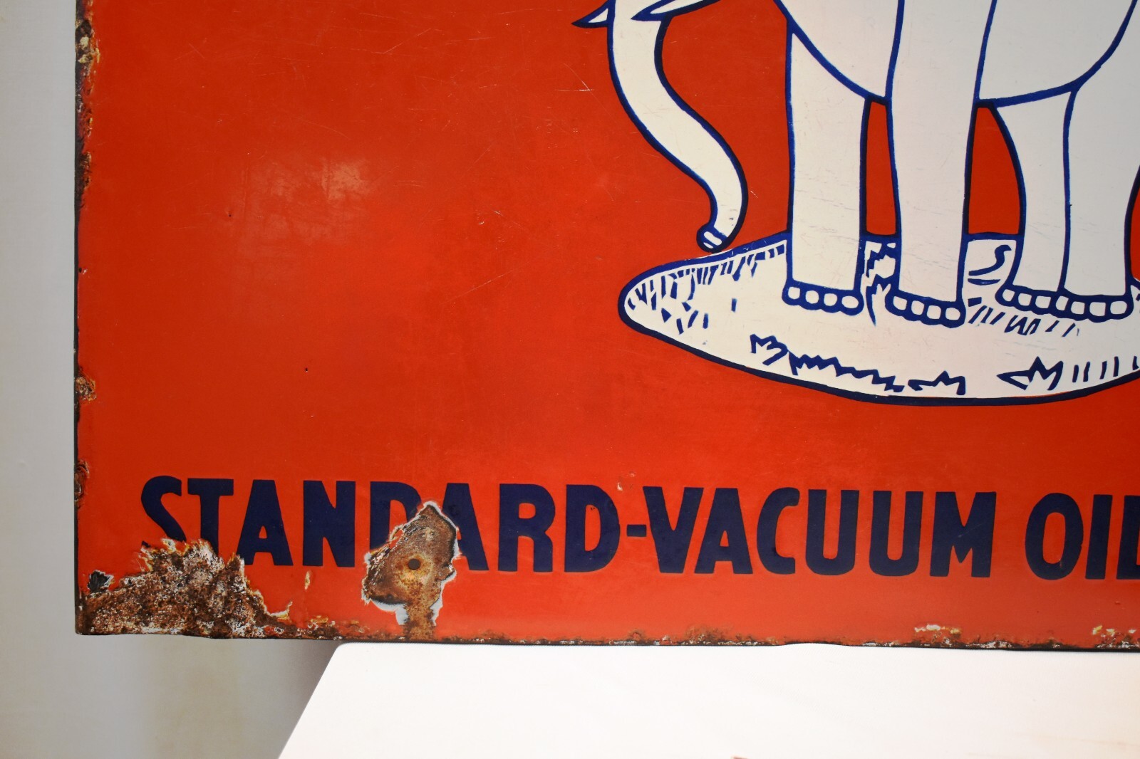 Vintage Elephant Kerosene Porcelain Enamel Sign 24x18in Standard Vacuum Oil Doub