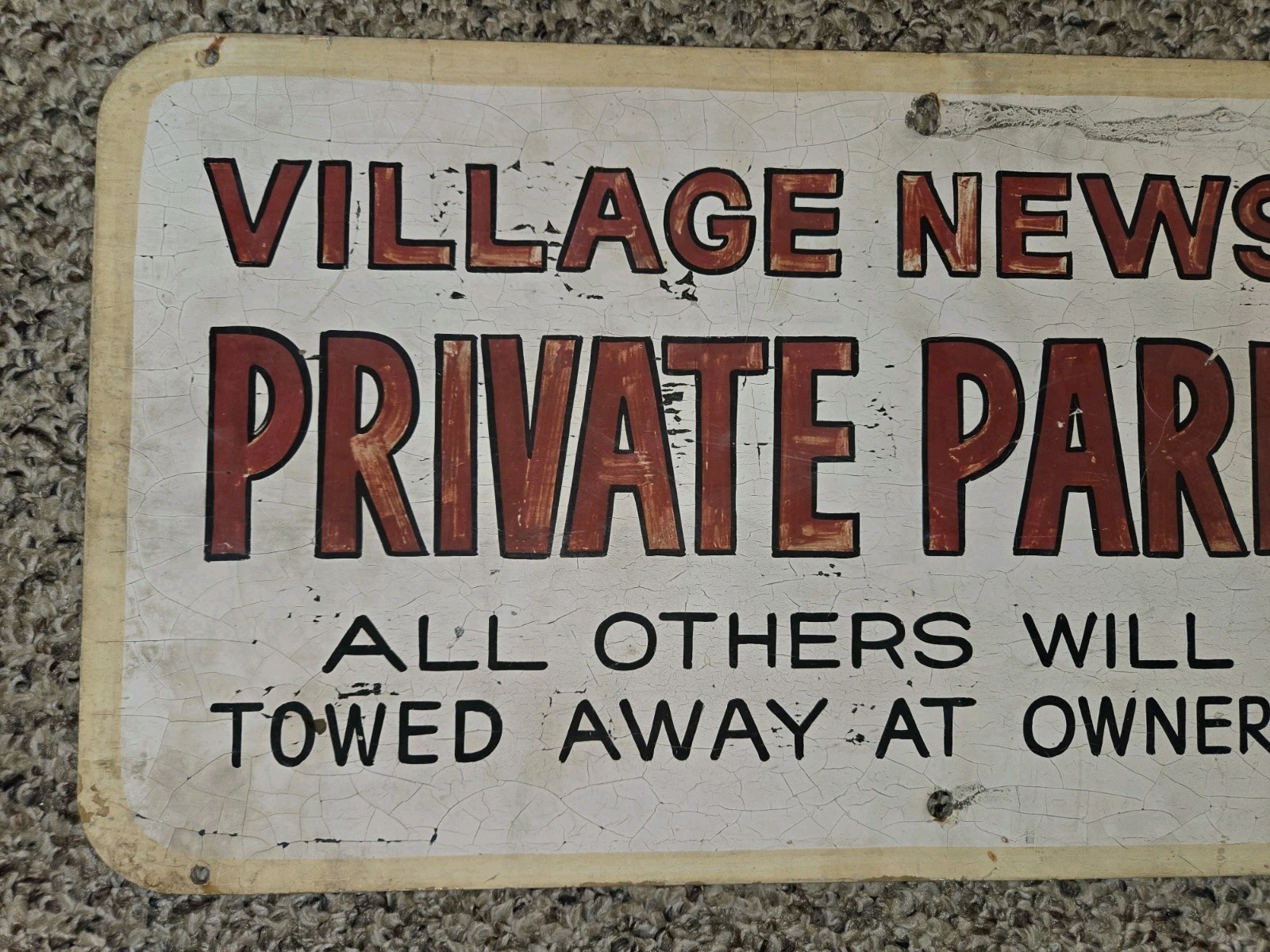 Vintage 60’s/70’s Village News Co. Newspaper Metal Sign,Ron’s,Hand Painted,12×24