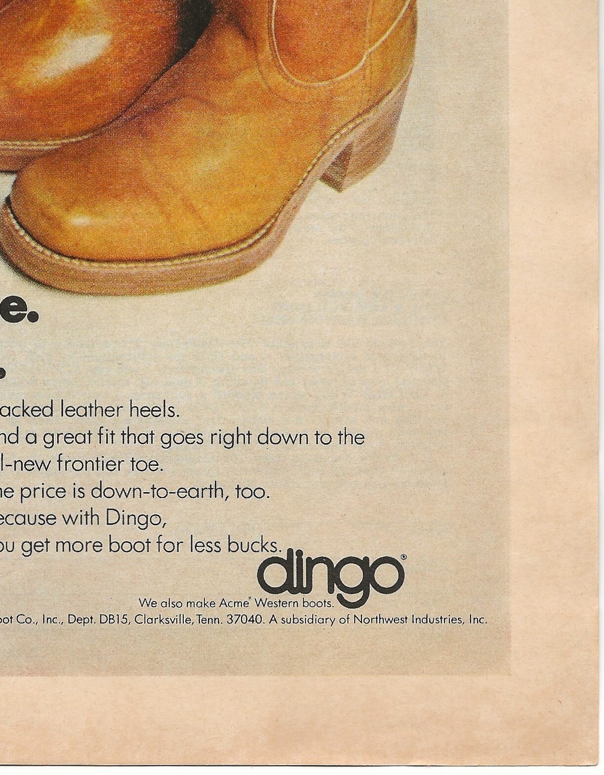 Vintage Print Ad Dingo Brigade Boots – Ed Marinaro – Playboy Oct 1975 11″x8″