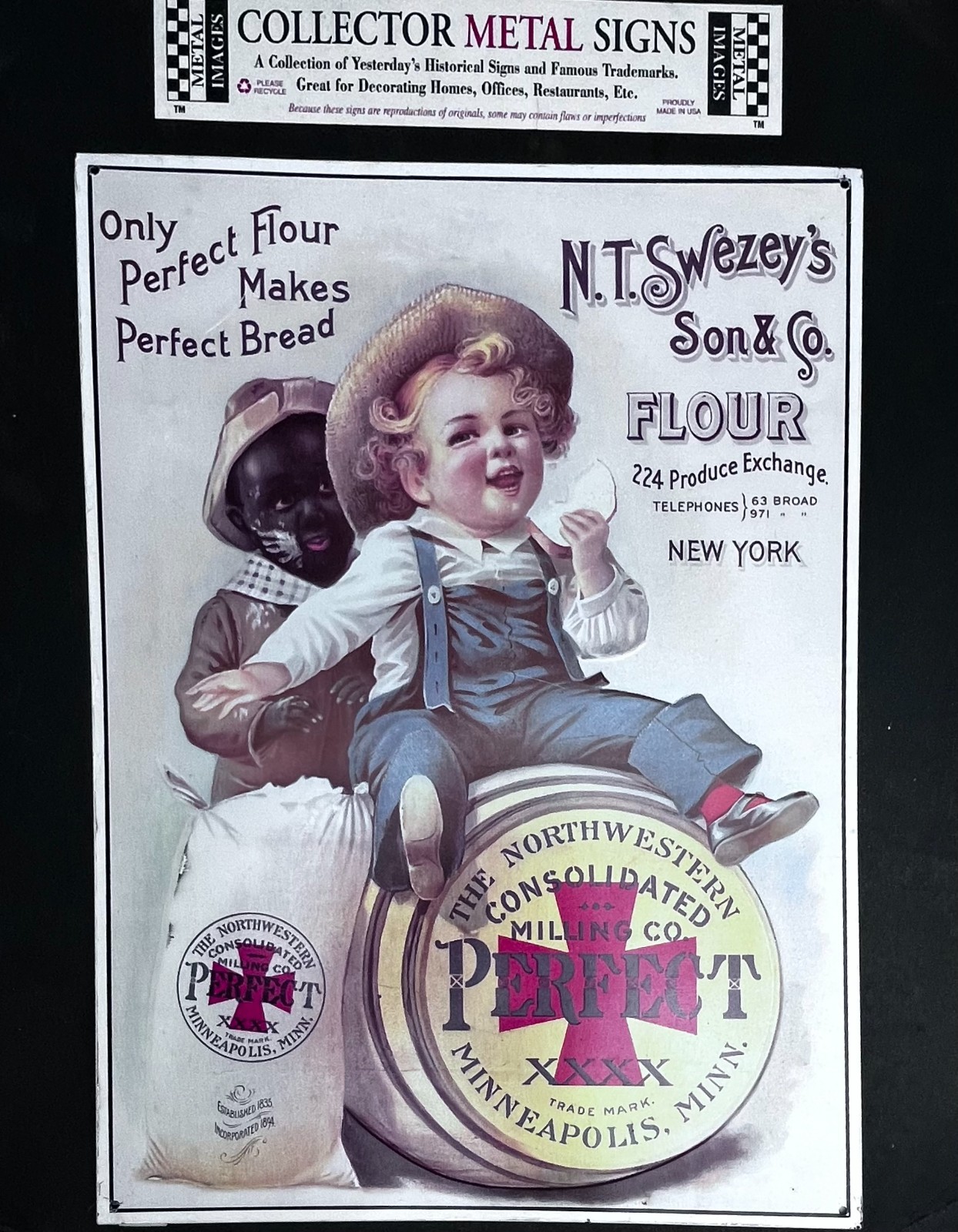 N.T. Swezey’s Son & Co. Flour Perfect Metal Repro Sign 17” X 12.5”