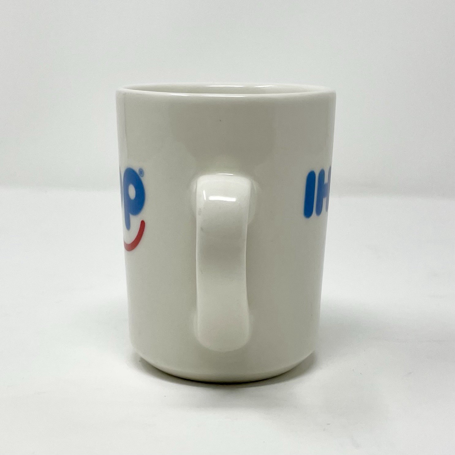 Vintage IHOP Smiley Tuxton Restaurant Coffee 8oz Mug Cup White Blue Red