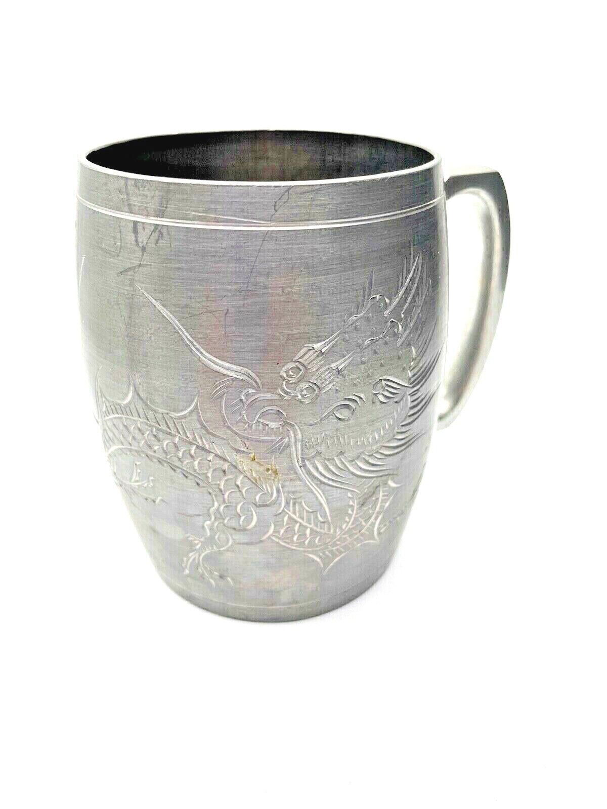 Hong Kong Pewter Hand Carved Dragon Stein Mug