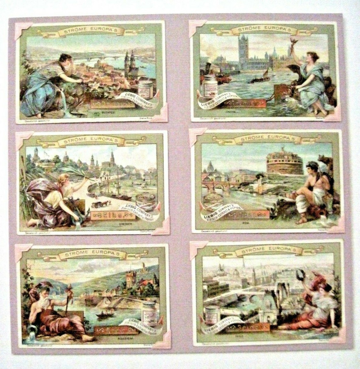 1898 Trade Card Set – Liebig’s Fleisch-Extract – Rivers of Europe – S557 *