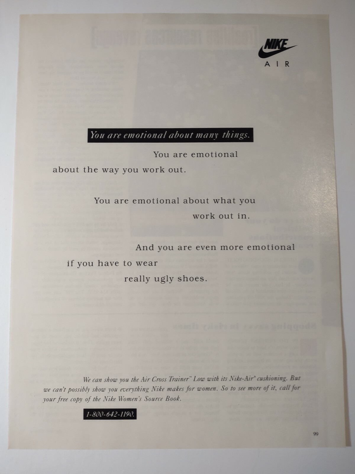 Vintage 1990s Print Ad Nike Air Cross Trainer Sports Shoes