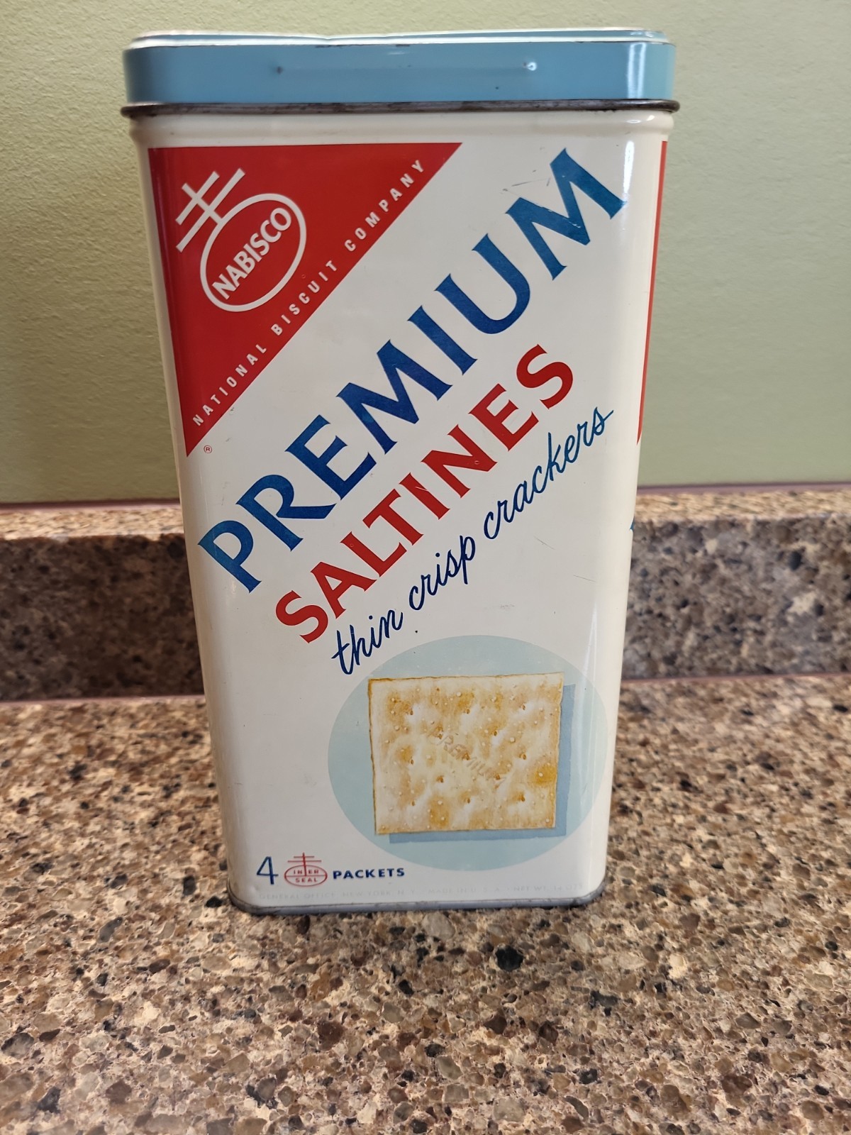 Nabisco Premium Saltine Crackers Tin 1969 Vintage Metal Box