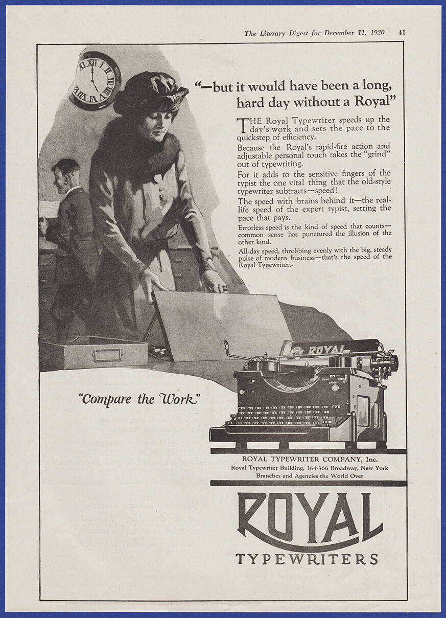 Vintage 1920 ROYAL Typewriters Typewriter Ephemera 20’s Print Ad