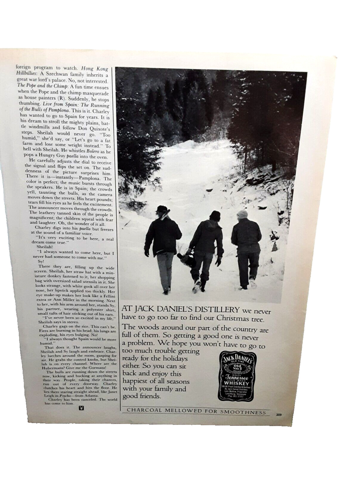 1986 Jack Daniels Whiskey Christmas Tree Original Vintage print ad 80s