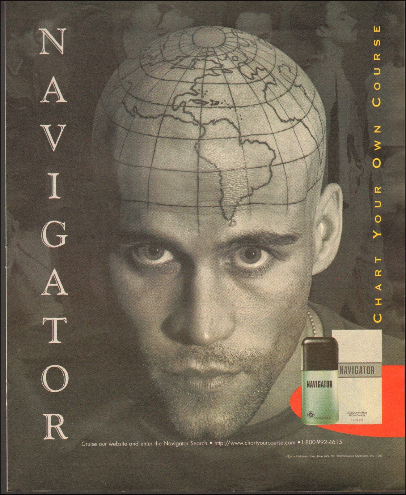 1996 Vintage ad NAVIGATOR modern cologne Male Model Map Head 05/14/24