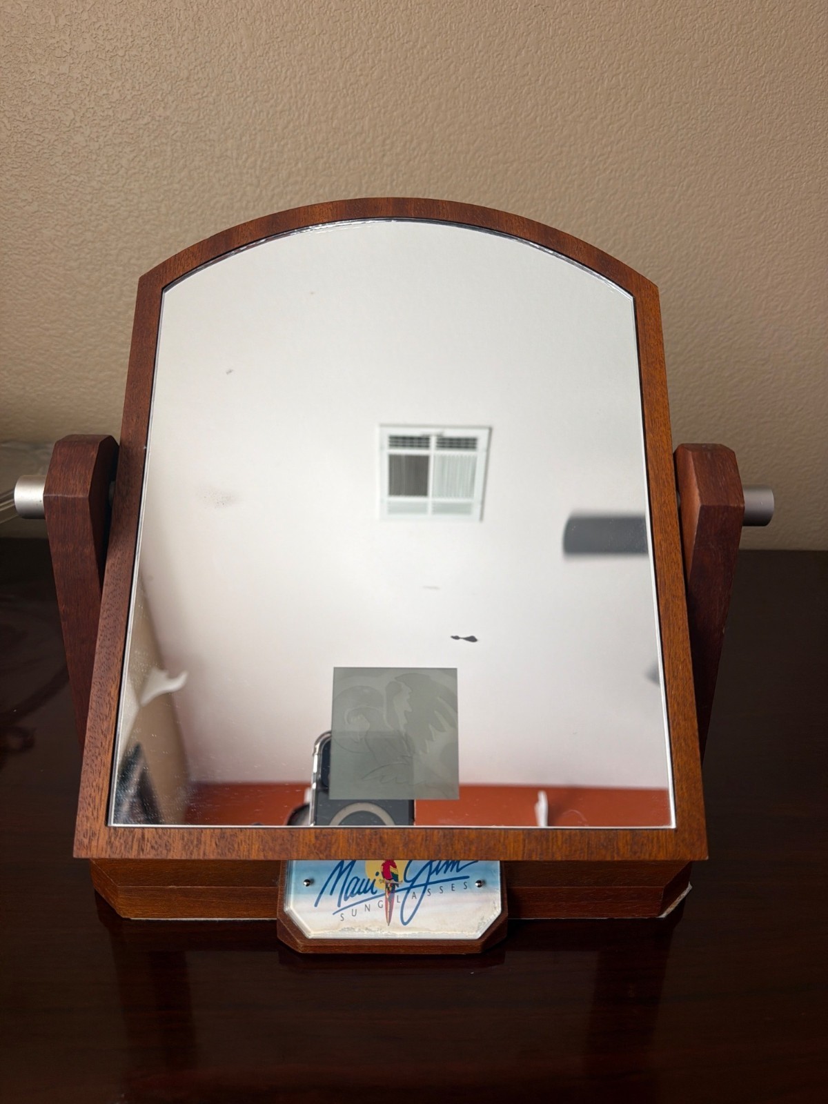 Maui Jim Sunglasses Dealer Display Wood Vanity Countertop Tilt Mirror