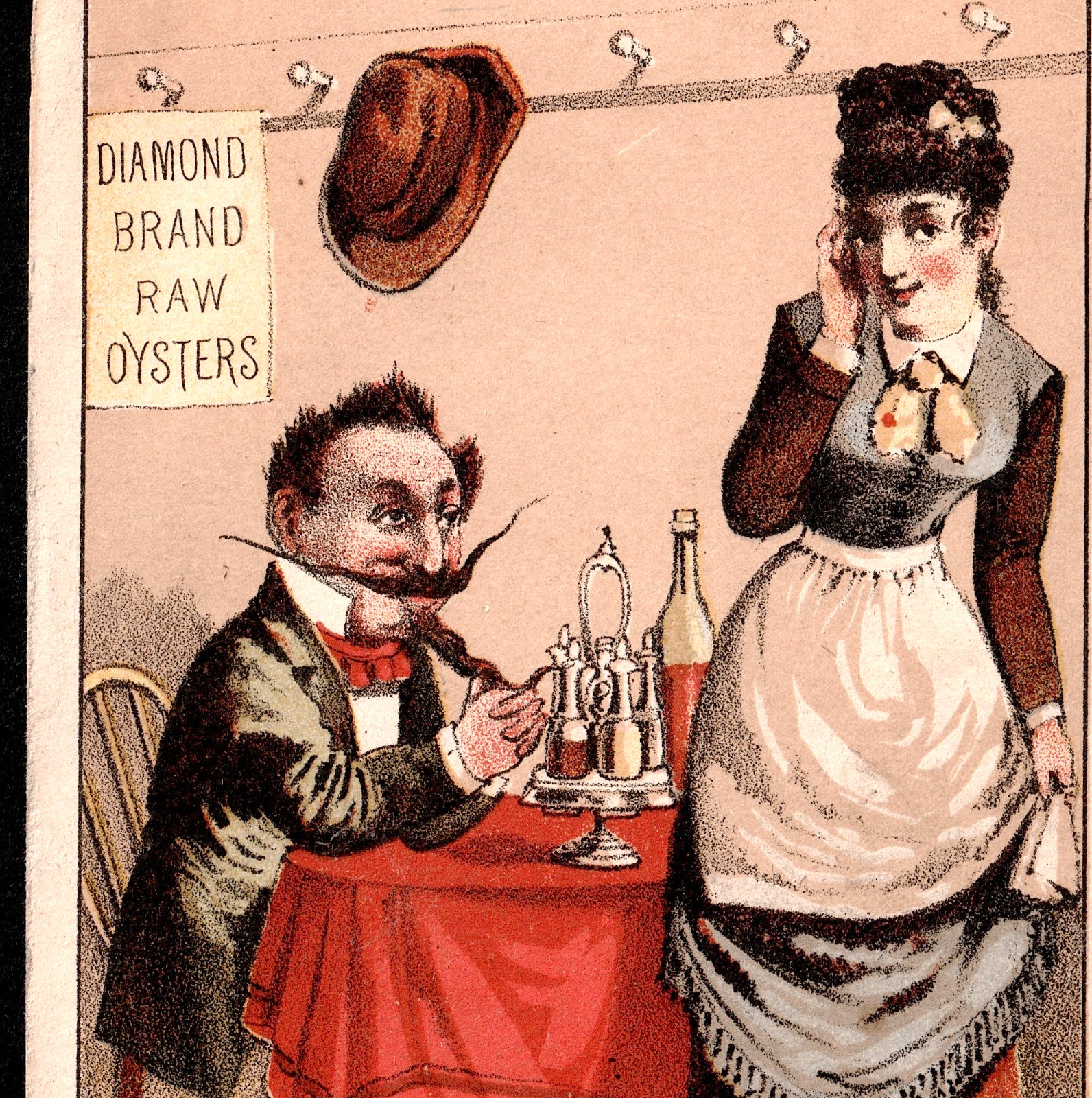 Diamond Brand Oysters Mallory Baltimore Restaurant Waitress Trade Card j.US