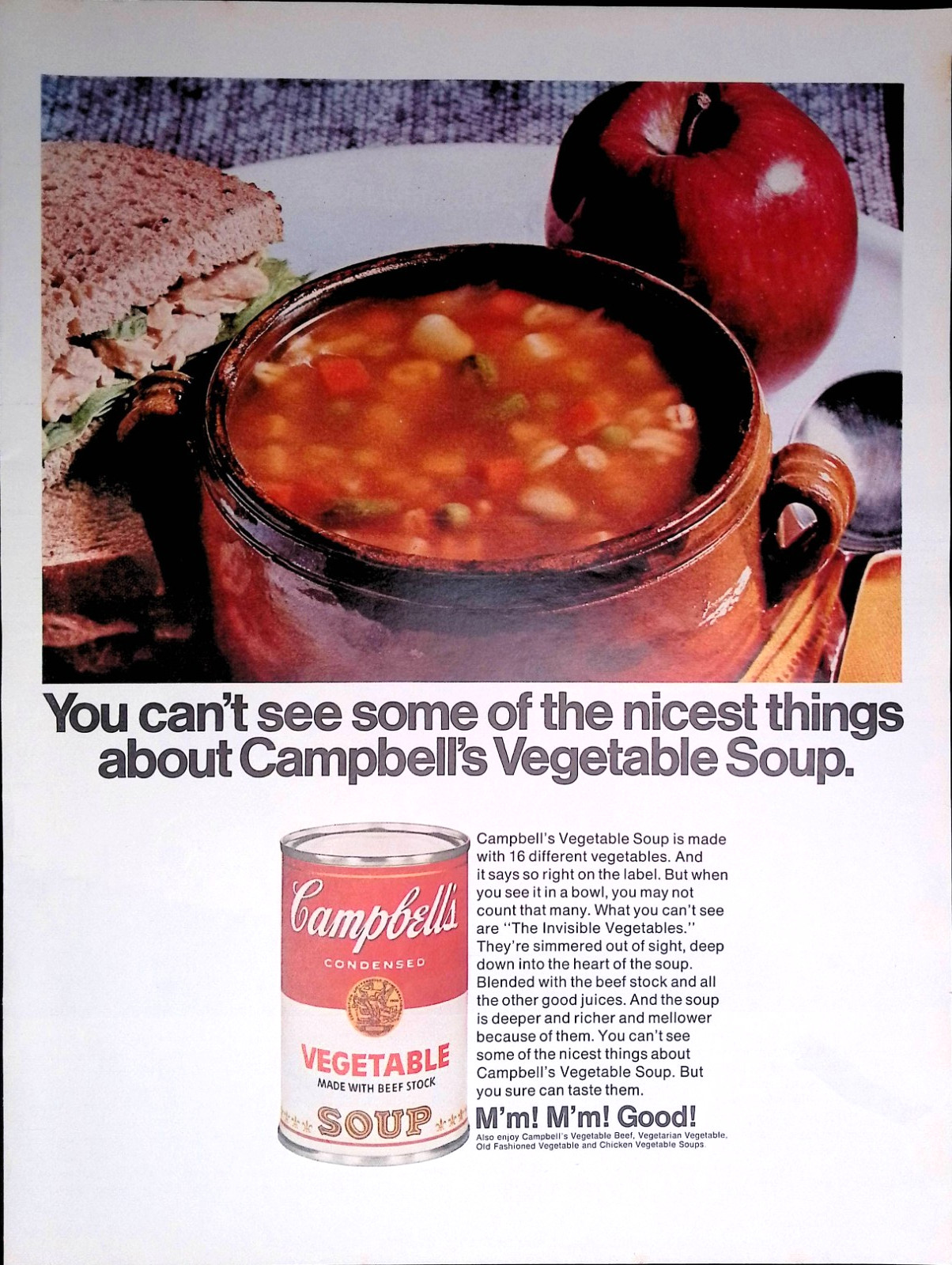 1967 Campbells Vegetable Soup Nicest Things Vintage Color Print Ad LIFE Dec 15