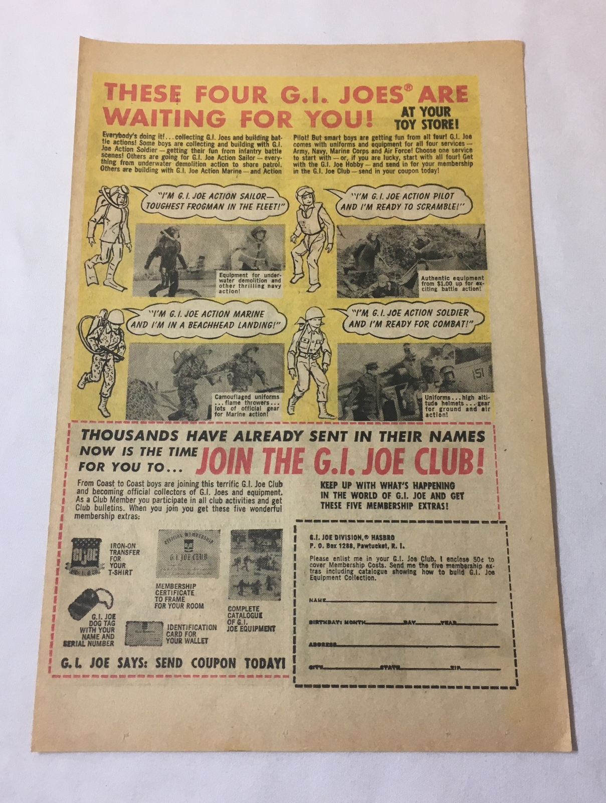 1965 GI JOE ad page ~ THESE FOUR GI JOES ARE WAITING FOR YOU!