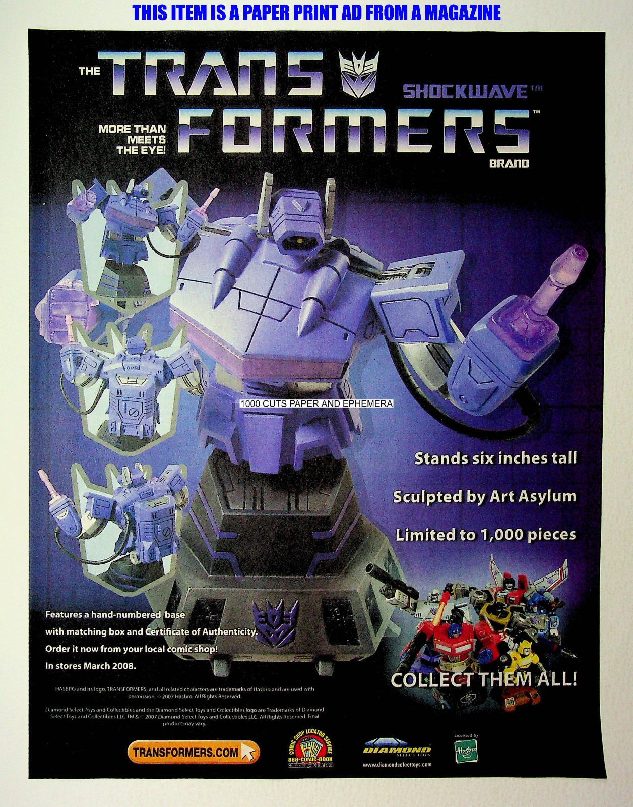 Transformers Shockwave Bust Statue Diamond Toys 2007 Print Magazine Ad Poster