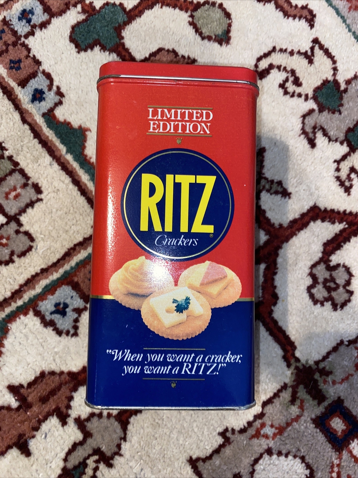 Vintage Limited Edition Nabisco Ritz Cracker Tin Canister 1987 Advertisement