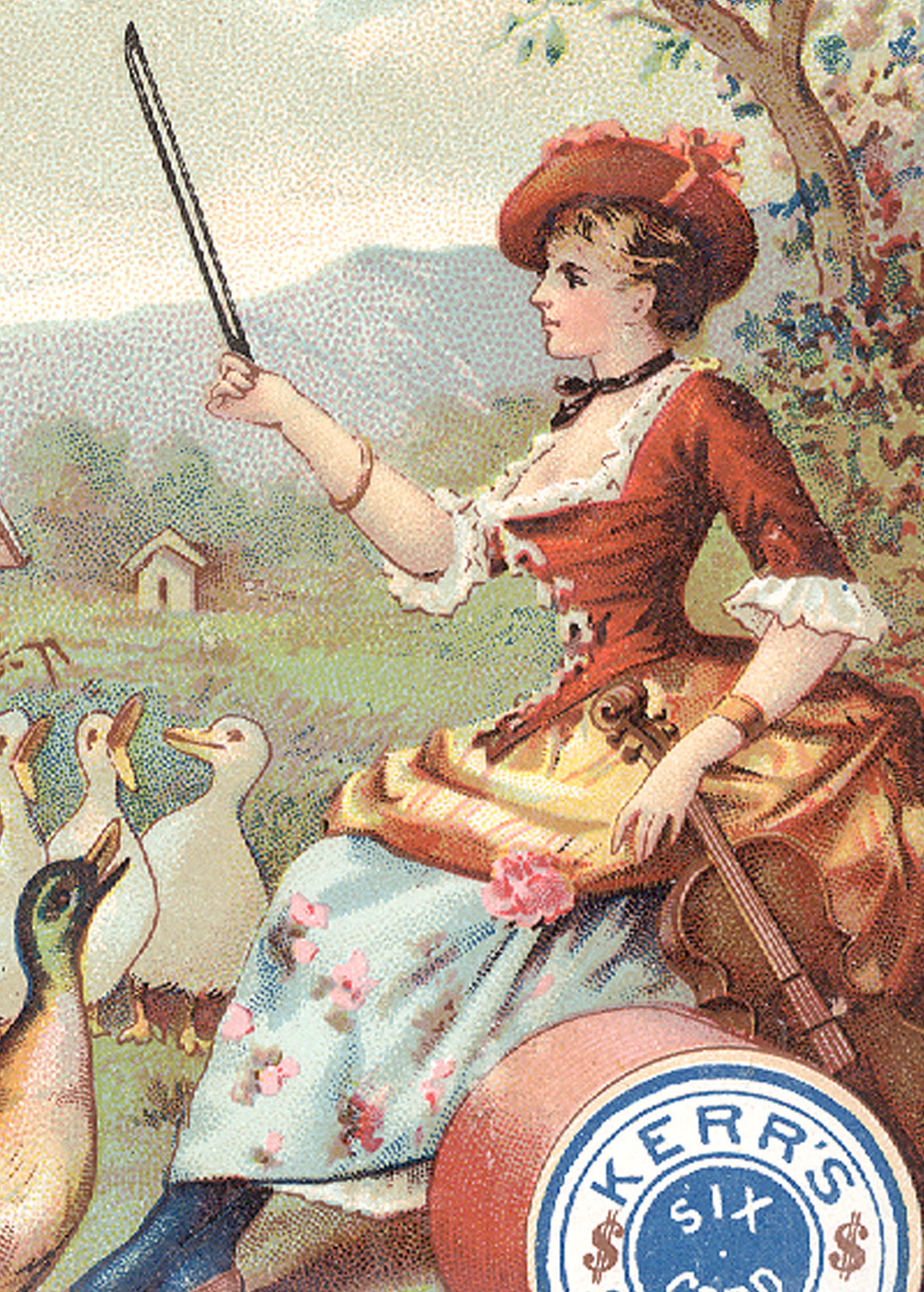 1880’s KERR’S SPOOL COTTON THREAD TRADE CARD, MOTHER GOOSE DIRECTING MUSIC Z684