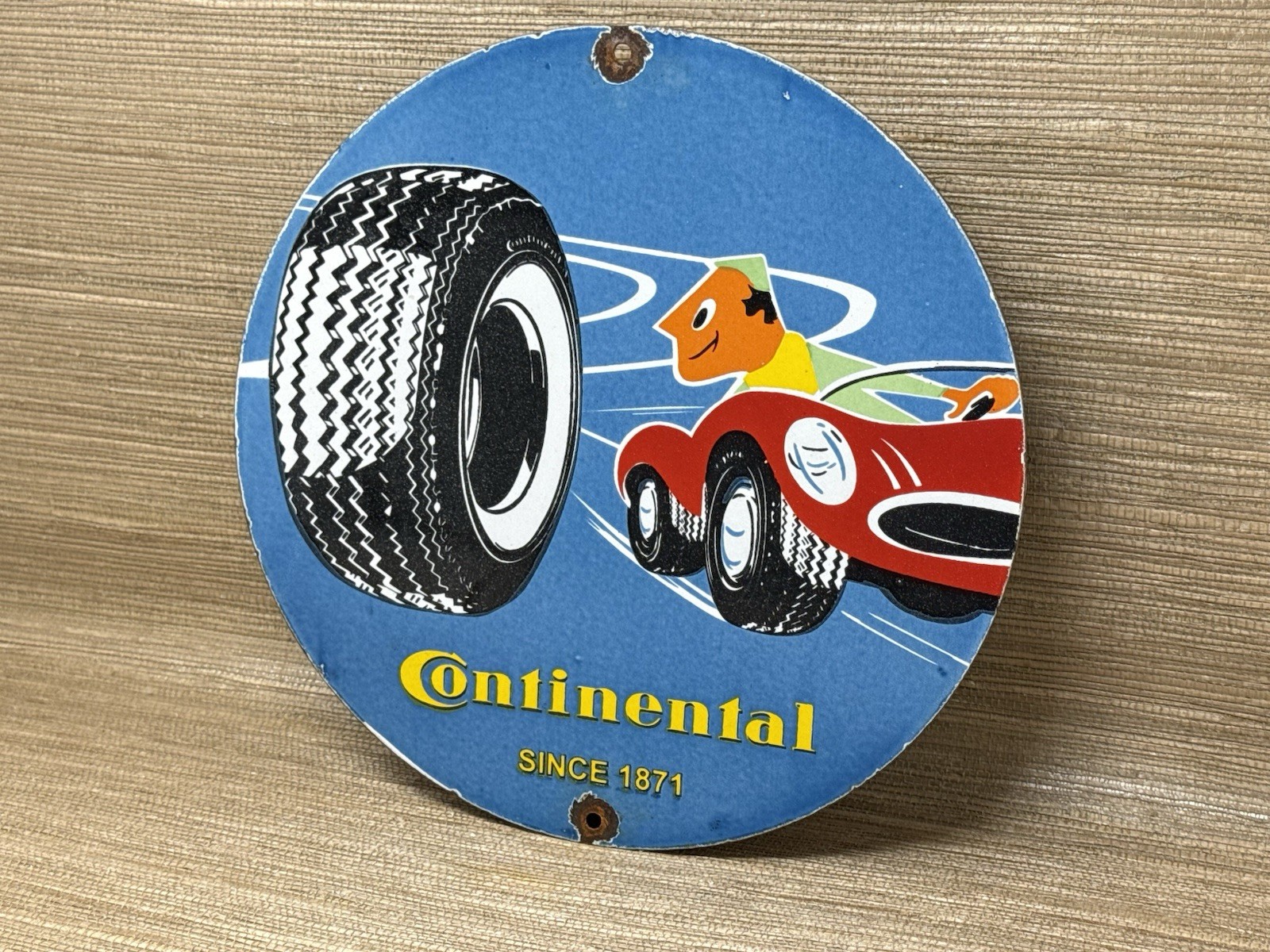 VINTAGE CONTINENTAL TIRES PORCELAIN SIGN GASOLINE SERVICE STATION PUMP PLATE