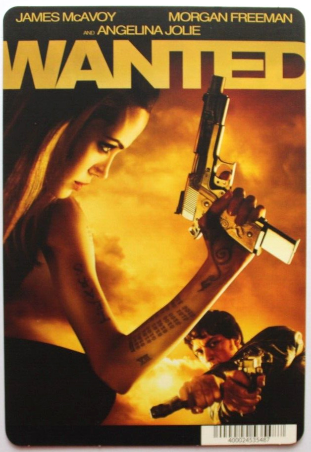 BLOCKBUSTER Backer Card Mini Poster Art 5.5″ x 8″ WANTED, ANGELINA JOLIE
