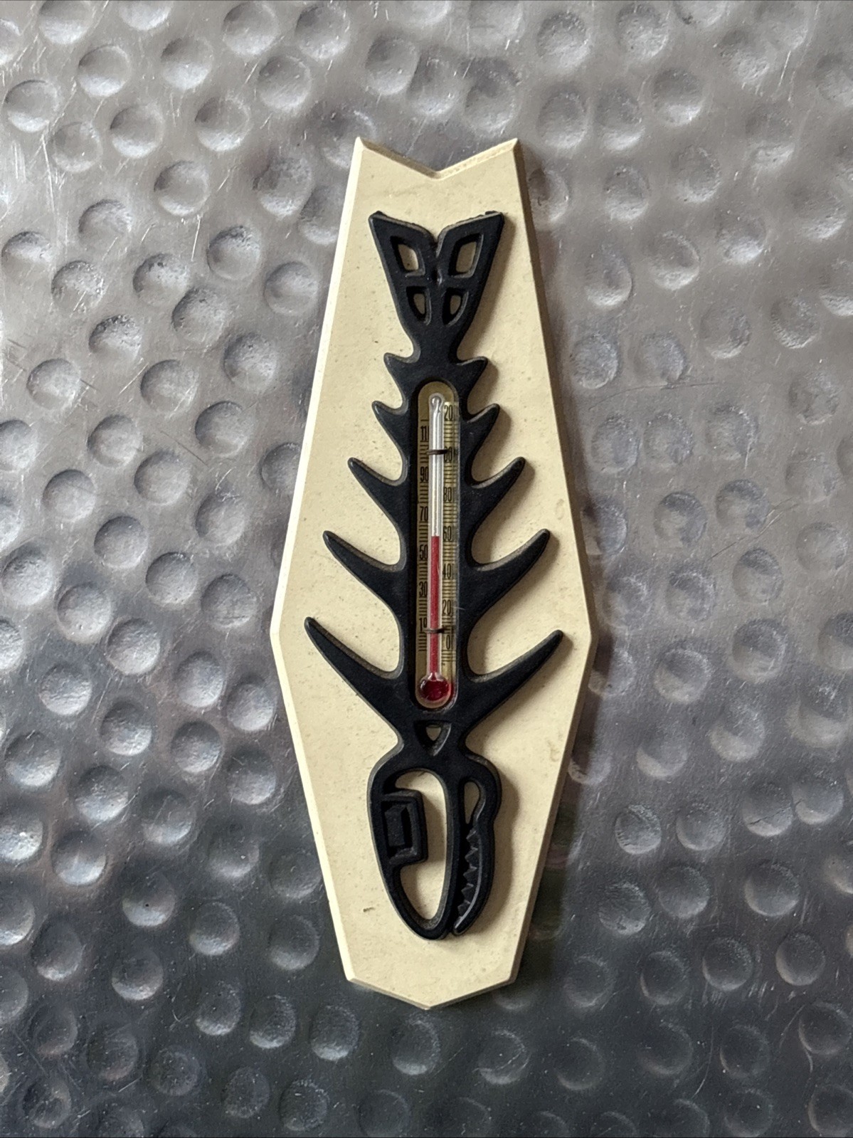 Vintage St. Labre Indian School Fish Bone Wall Hanging Thermometer Made in USA