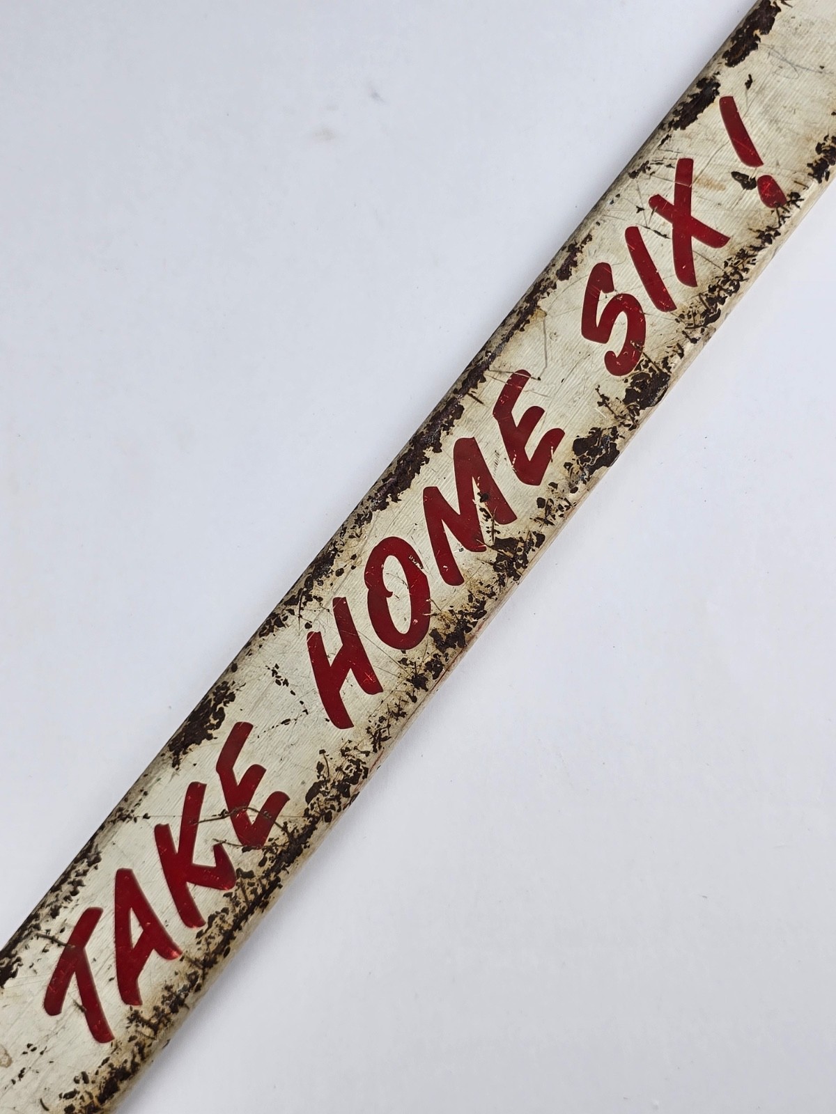 Vintage Pepsi Double dot Take home Six! painted metal shelf edge sign