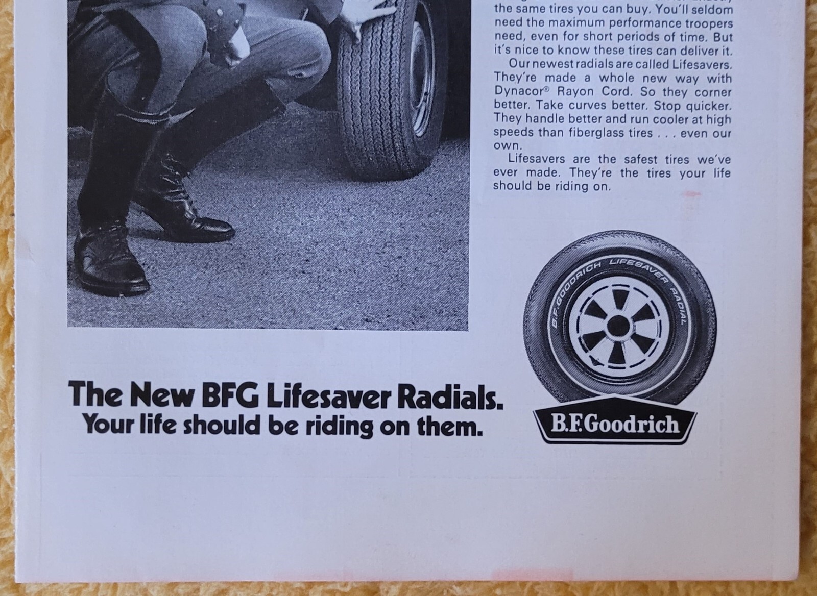1970 BF Goodrich Tires Lifesaver Radials Vintage 7×10″ Print Ad State Troopers