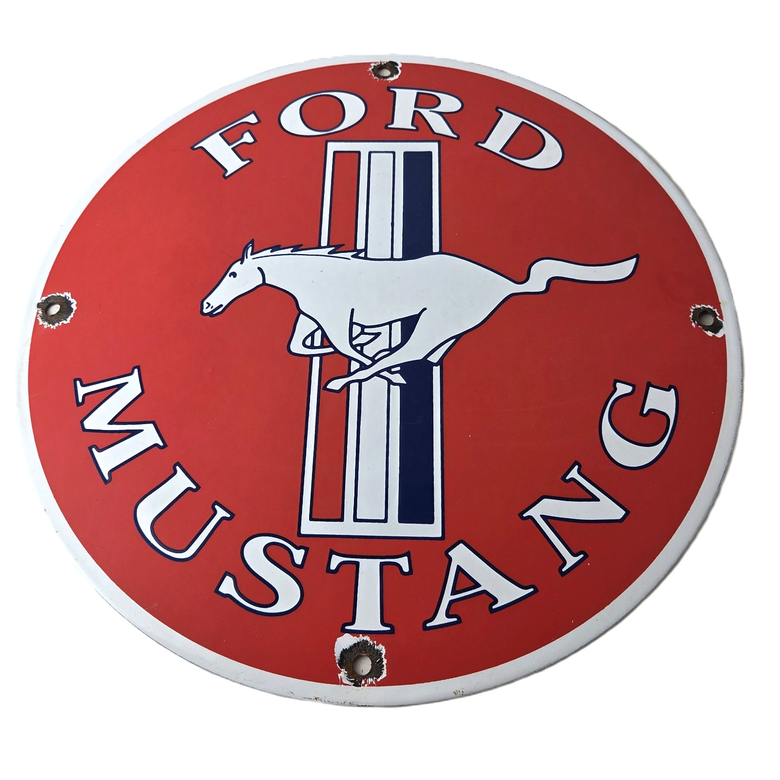 Vintage Ford Mustang Porcelain Sign – Gas Pump Porcelain Automobilia Sign