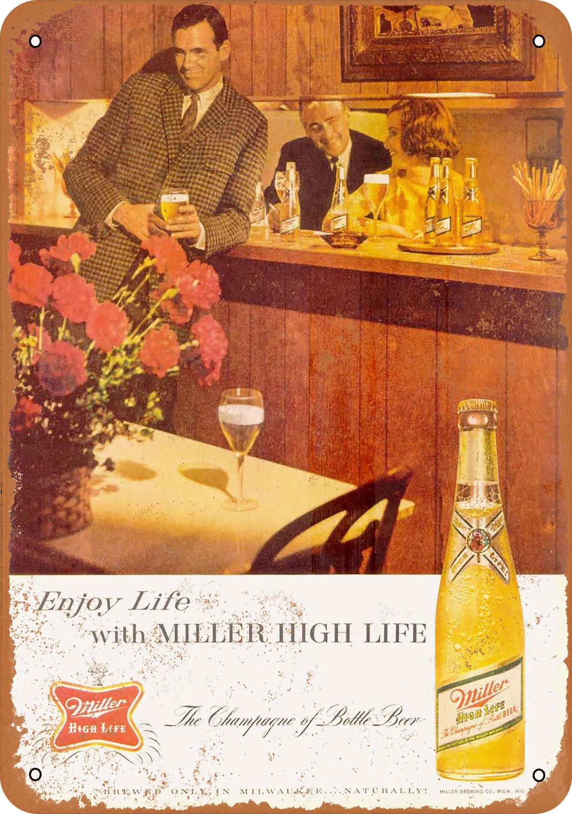 Metal Sign – 1963 Miller High Life Beer – Vintage Look Reproduction