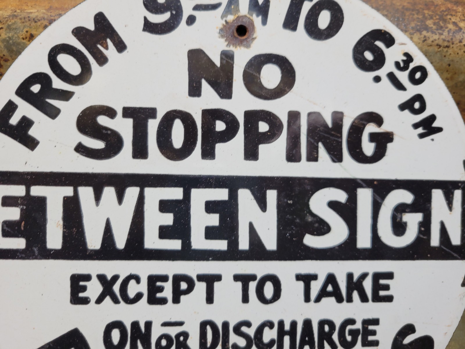 VINTAGE TRAFFIC PORCELAIN SIGN OLD NO STOPPING PARKING NYC TAXI CAB TRANSIT 12″