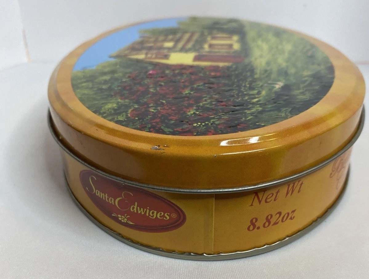 Brazilian Butter Cookie Oval Tin Metal Embossed Country Cottage Brazil Garden