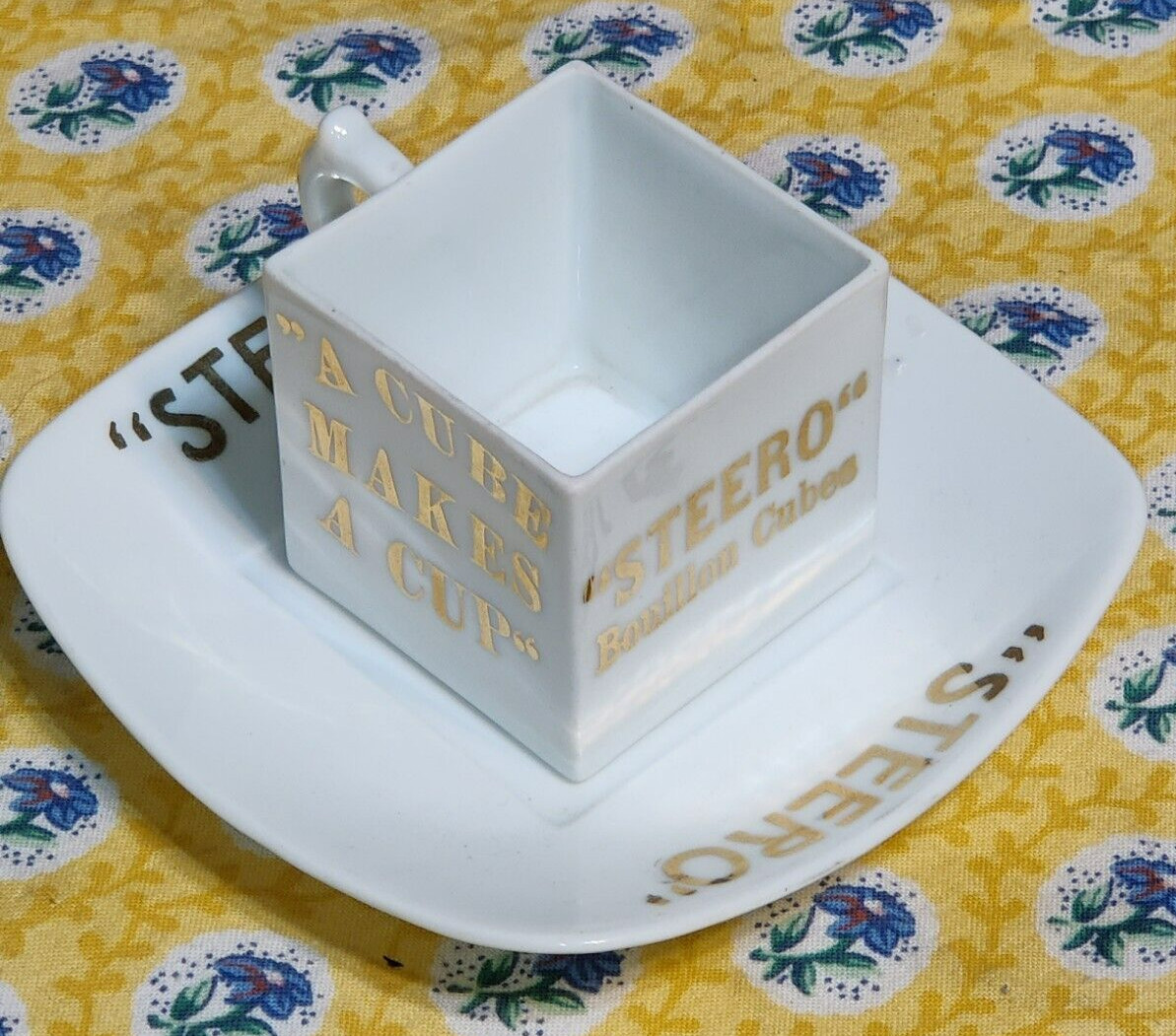Steero Boullion Cubes Advertising Cup and Saucer Antique Royal Bayreuth China