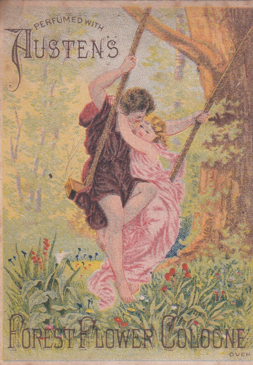 Austen’s Forest Flower Cologne L Rhodes Dry Gods West Brookville NY Card c1880s