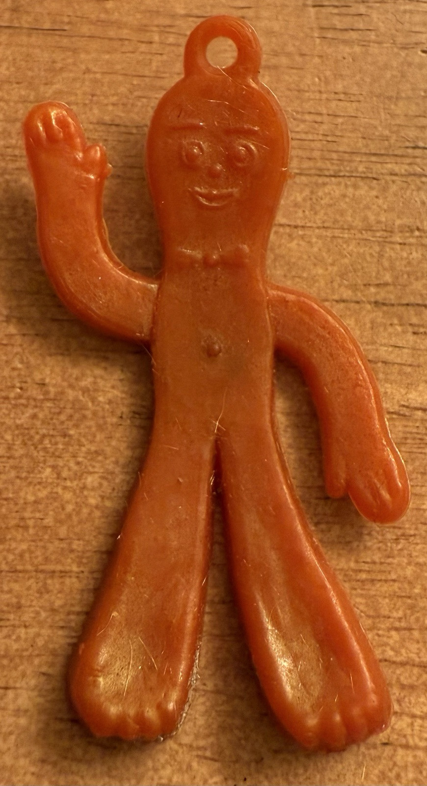 Vintage Orange Plastic Flat GUMBY Charm Toy Jewelry 2”
