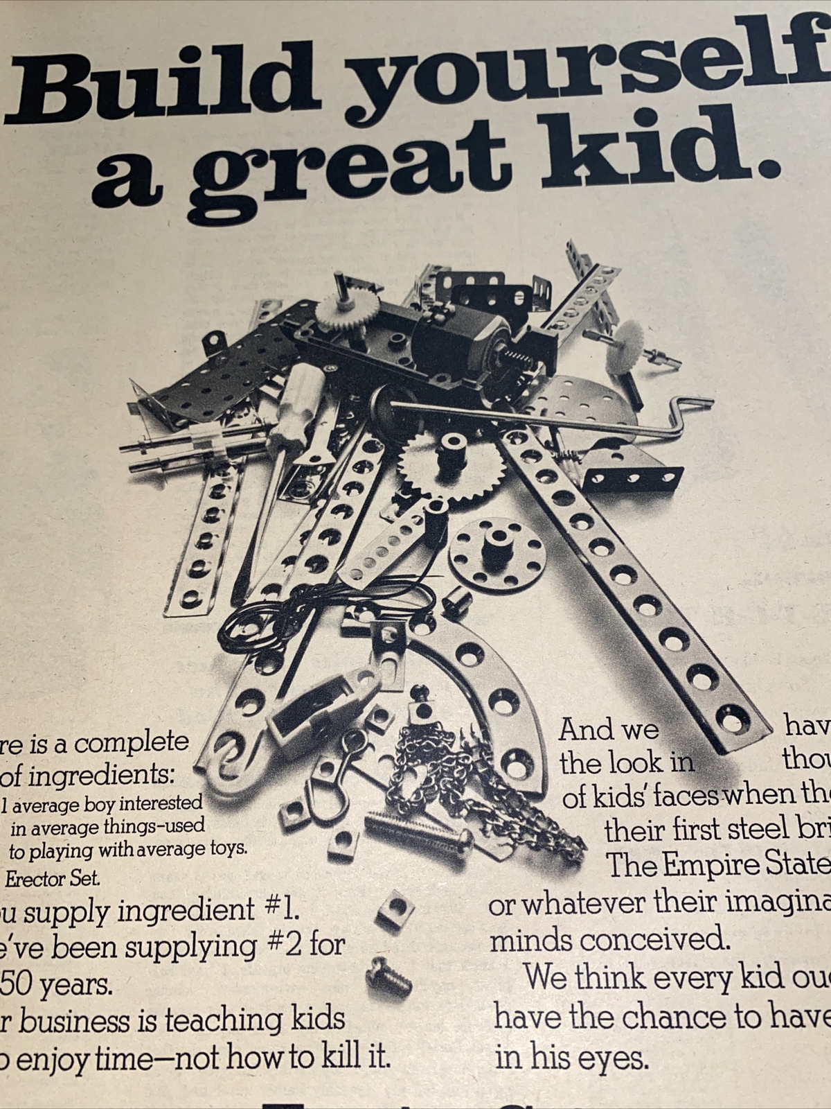 Vintage 1960s Print AD Erector Set Gabriel Gilbert NYC Toy