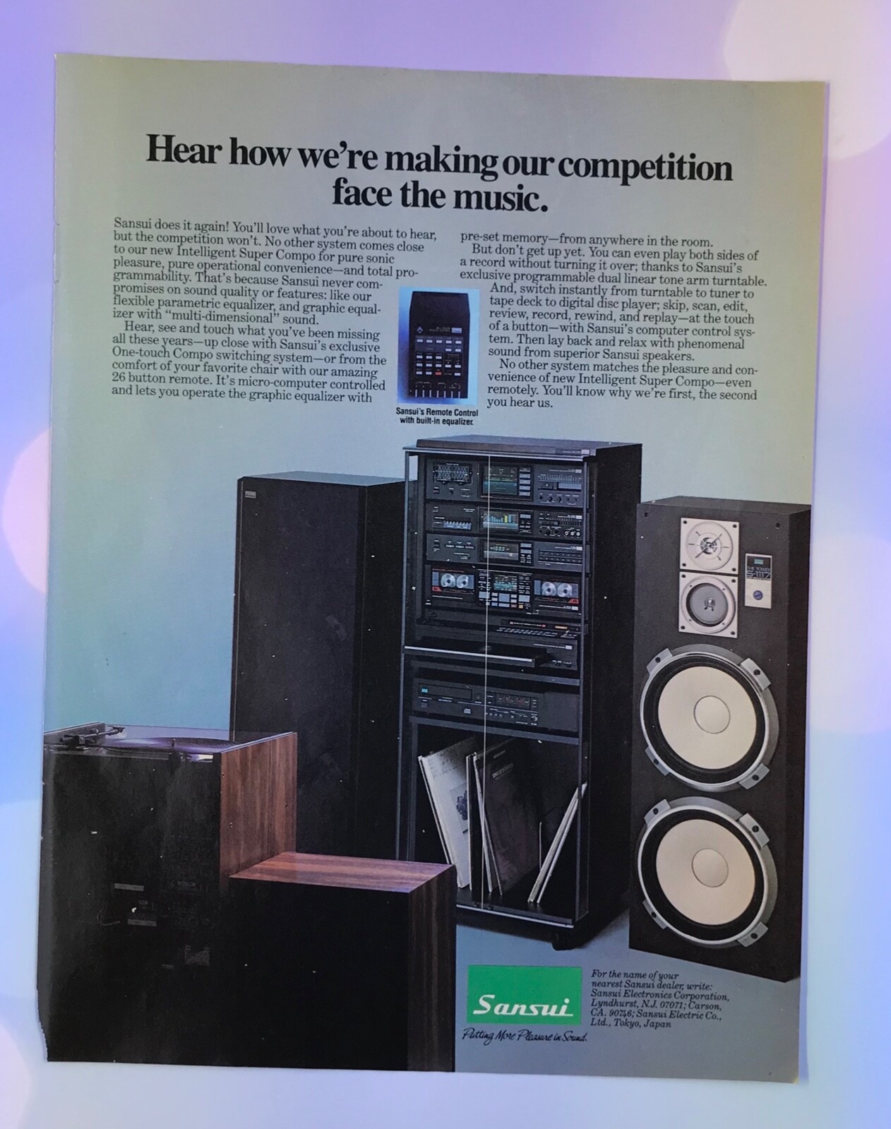 vintage 1980s mag print ad SANSUI ELECTRONICS CORP Stereo System mancave