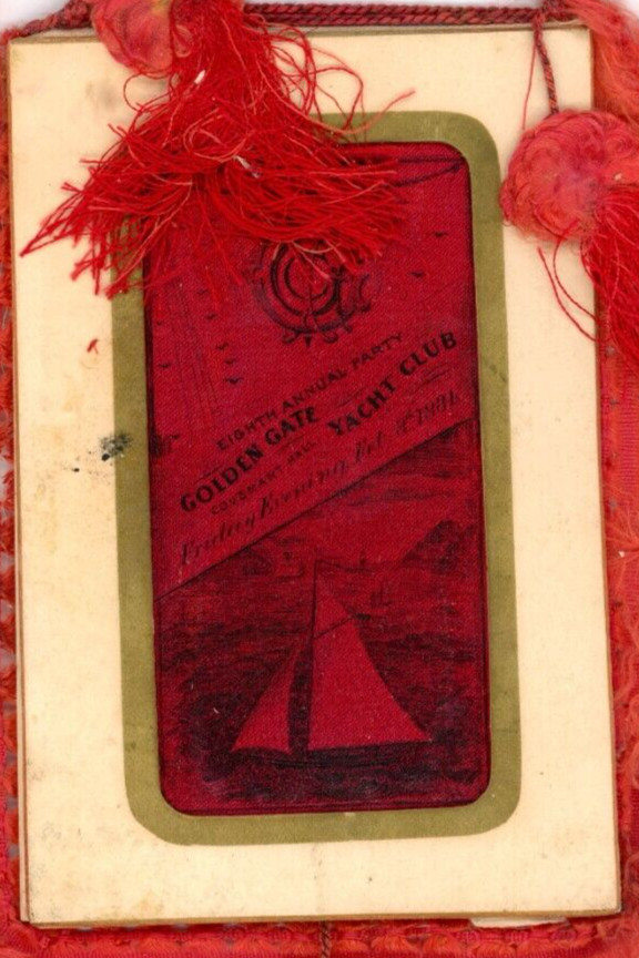 1884 Golden Gate San Francisco Yacht Club Program Silk Dance Card Ticket SP5