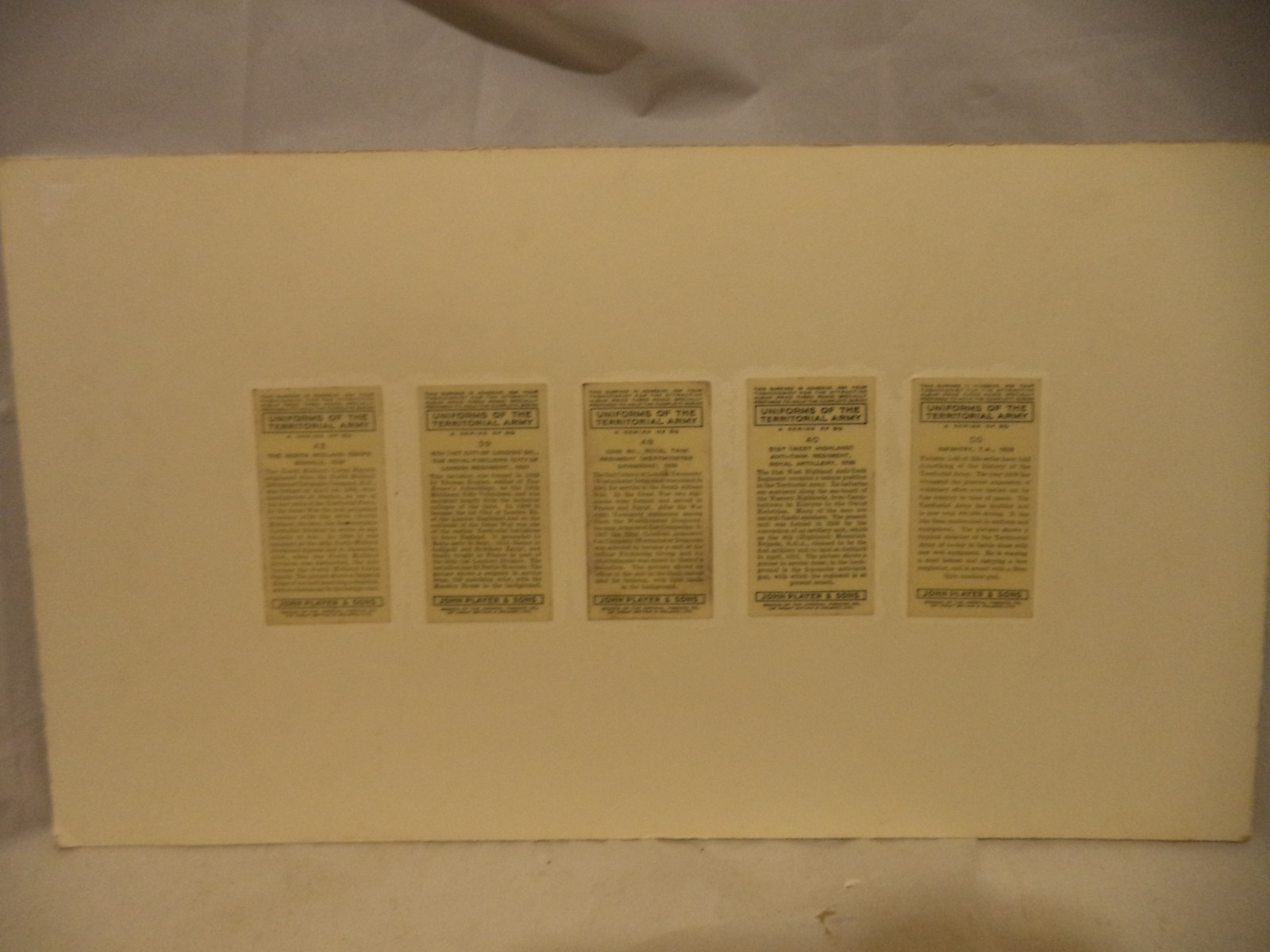 John Player Uniforms Of The Territorial Army 1939. Set Of 5 Cigarette Cards VG