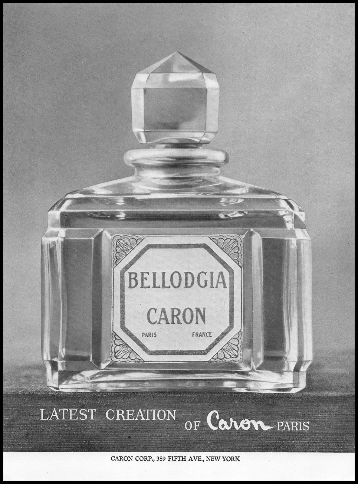 1929 Bellodgia Perfume Bottle Latest Creation Of Caron Paris Art Deco Print Ad