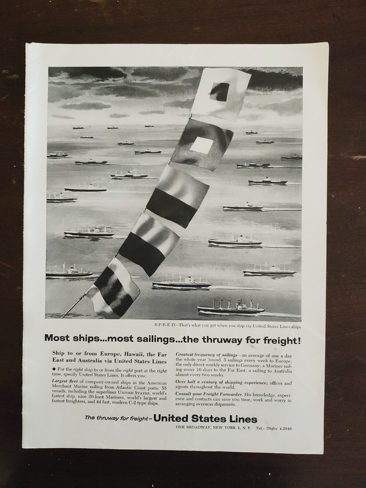 United States Lines Vintage Full Page Magazine AD Allen-Bradley Motor Control