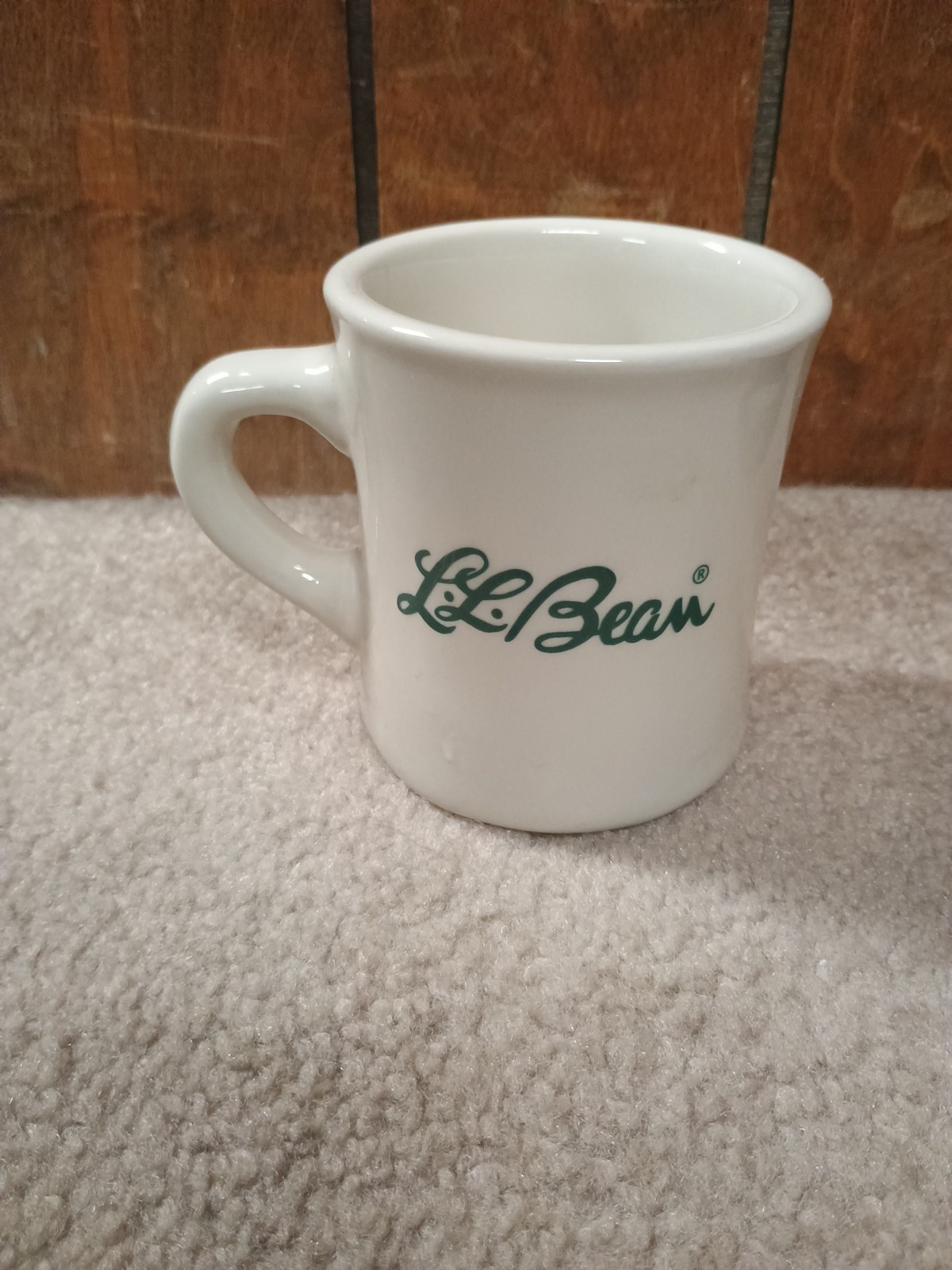 LL Bean Ceramic Diner Coffee Mug Westford China Vintage Script Logo Heavy Cup