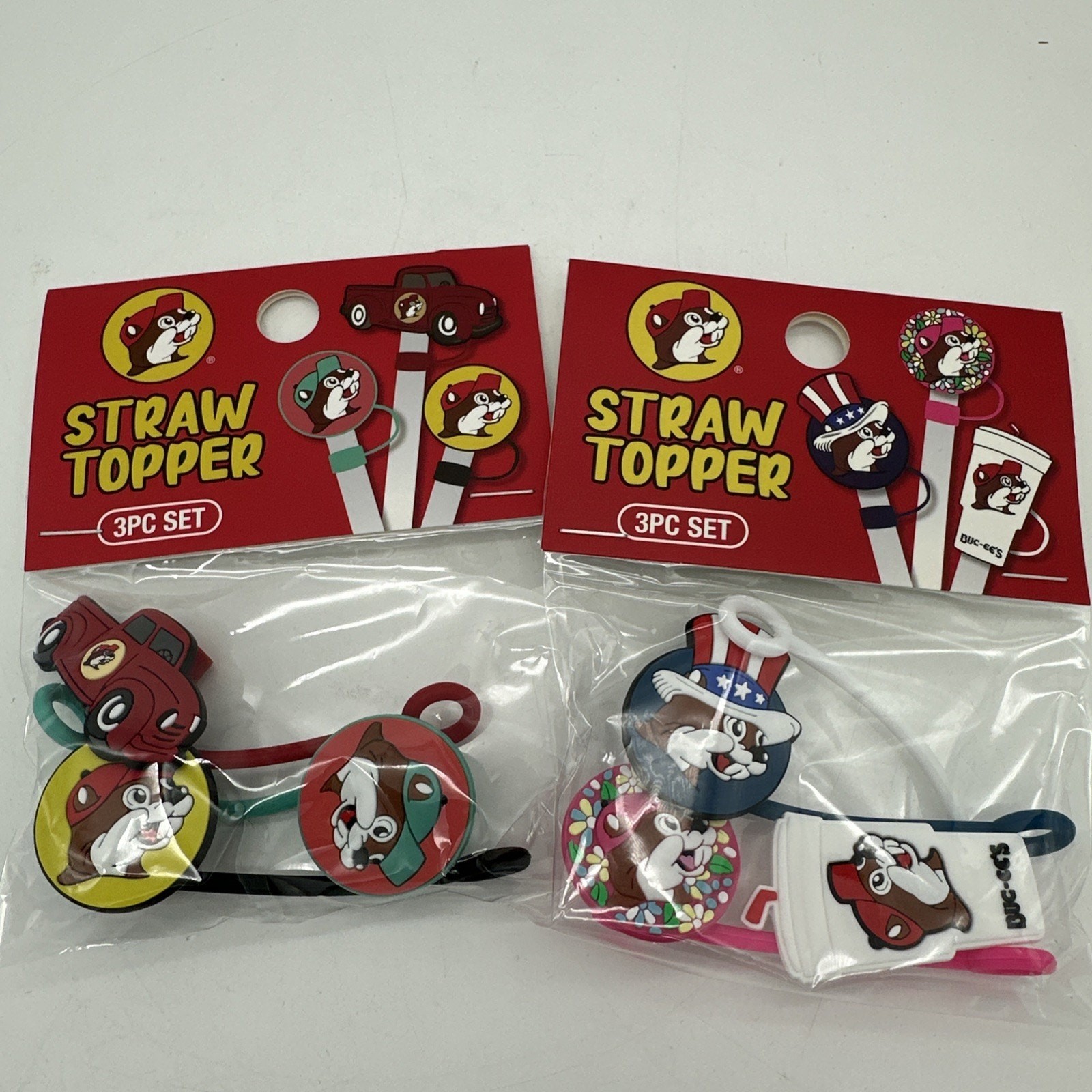 Buc-ee’s Straw Topper 2 Pack 3 Piece Each Set NEW