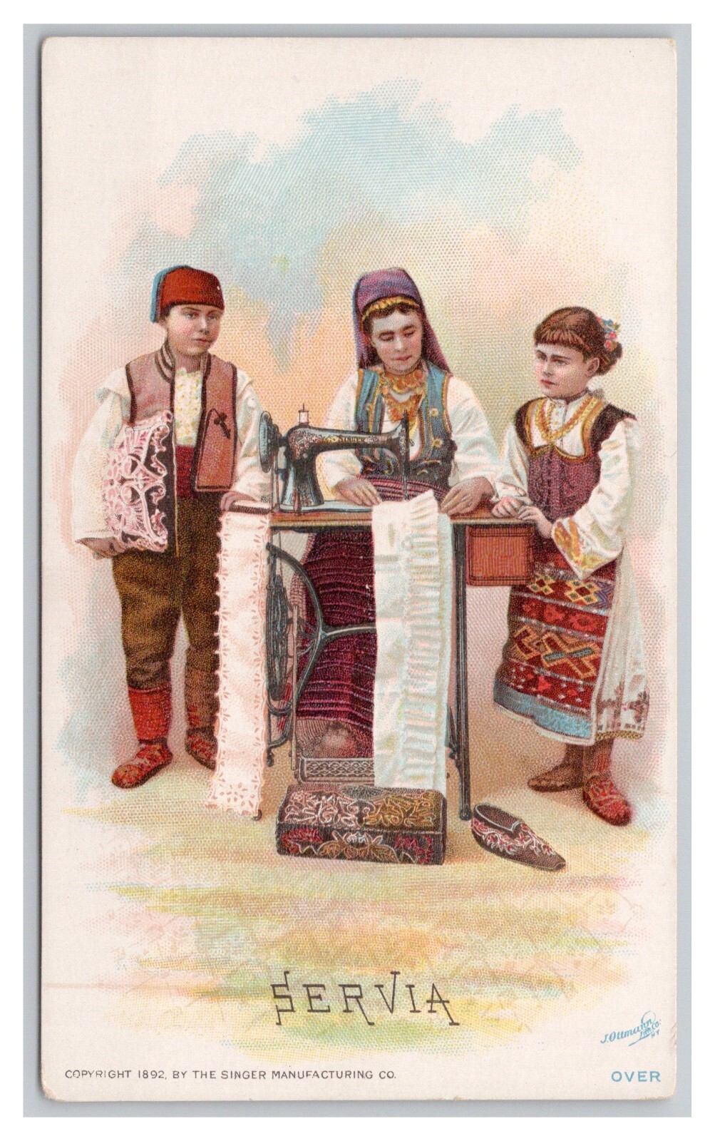 The Singer Manufacturing Co. SERVIA Vintage ©1892 Advertising Trade Card