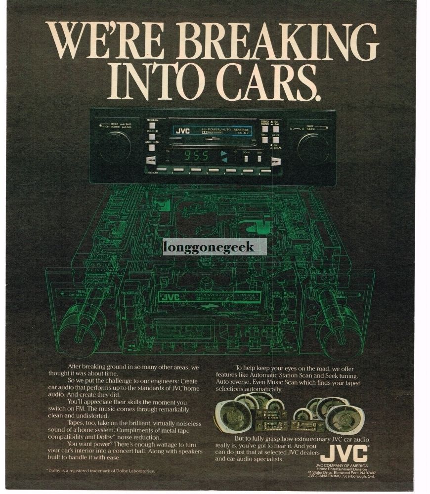1982 JVC Car Audio AM/FM Cassette Stereo Hi-Fi X-Ray View Vintage Ad