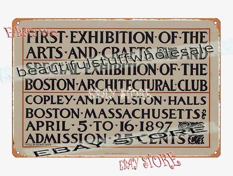 1890s Boston Architectural Club Exhibition Poster Tin Sign pub shop wall plaque