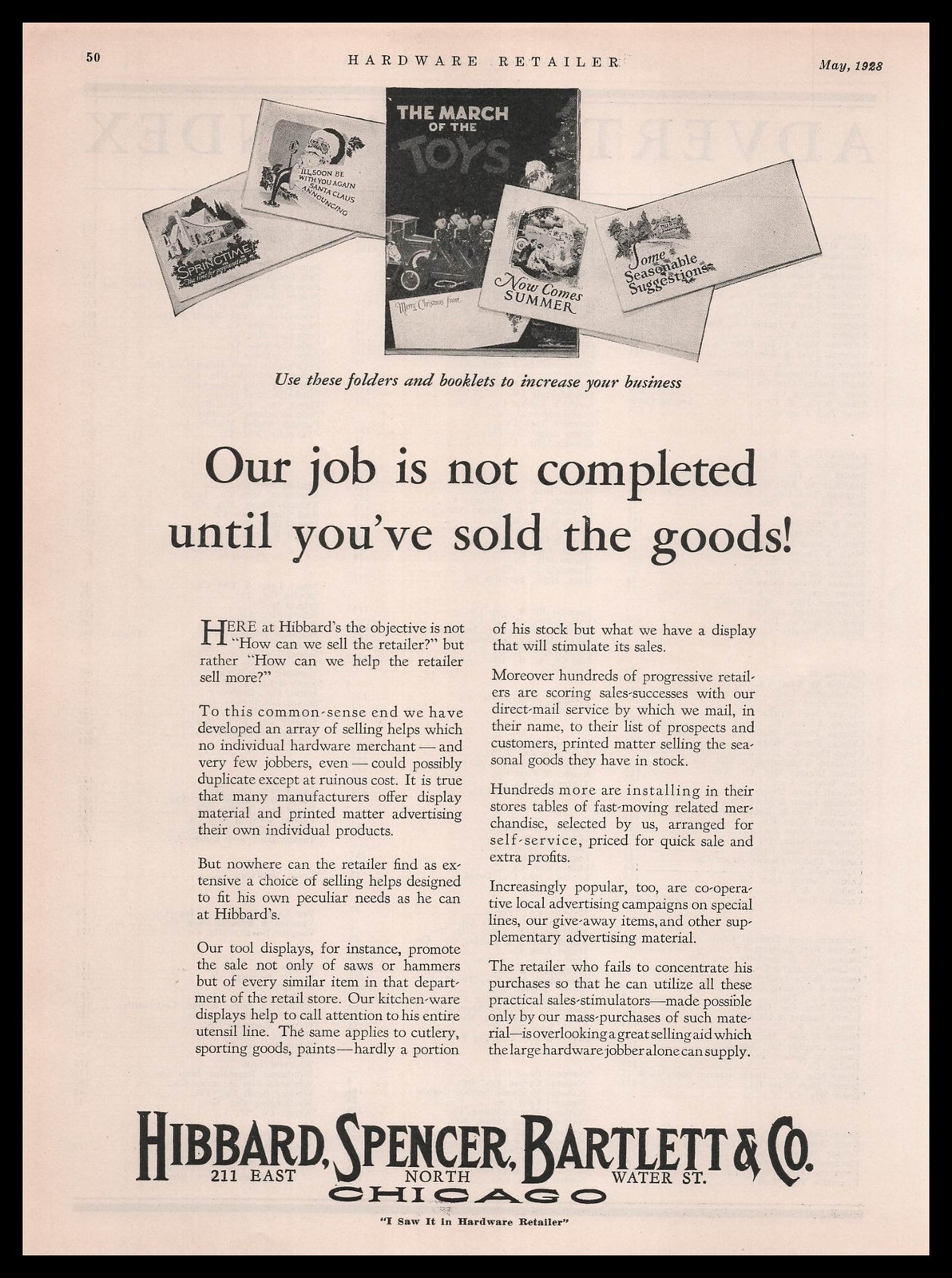 1928 Hibbard Spencer Bartlett Chicago IL Retail Store Displays Vintage Print Ad
