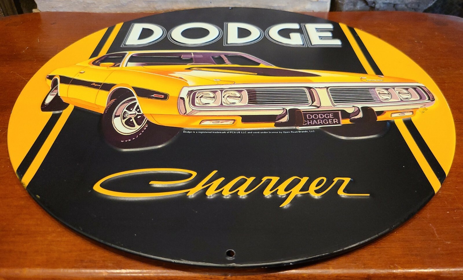 NEW! Vintage Style 1974 Yellow Dodge Charger Rallye Mopar 12″ Round Metal Sign