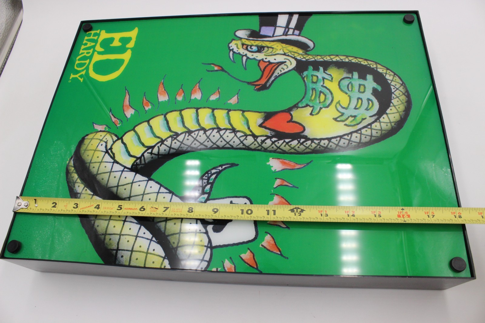 Lighted Ed Hardy Casino Snake Dealer Sign 18 3/8” X 13 7/16” Promo Wall Sign