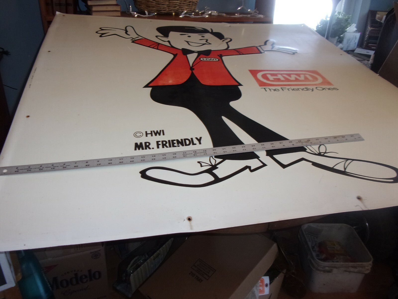 mr friendly hwi metal vintage advertizing sign 4ft x 4ft